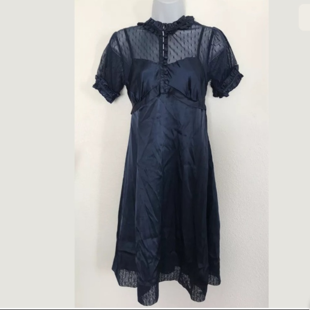 Forever 21 Navy Blue Satin Lace Dress Size Small